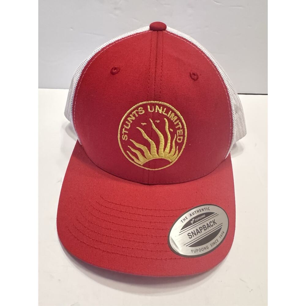 New Stunts Unlimited Red Mesh SnapBack Trucker Hat Baseball Cap